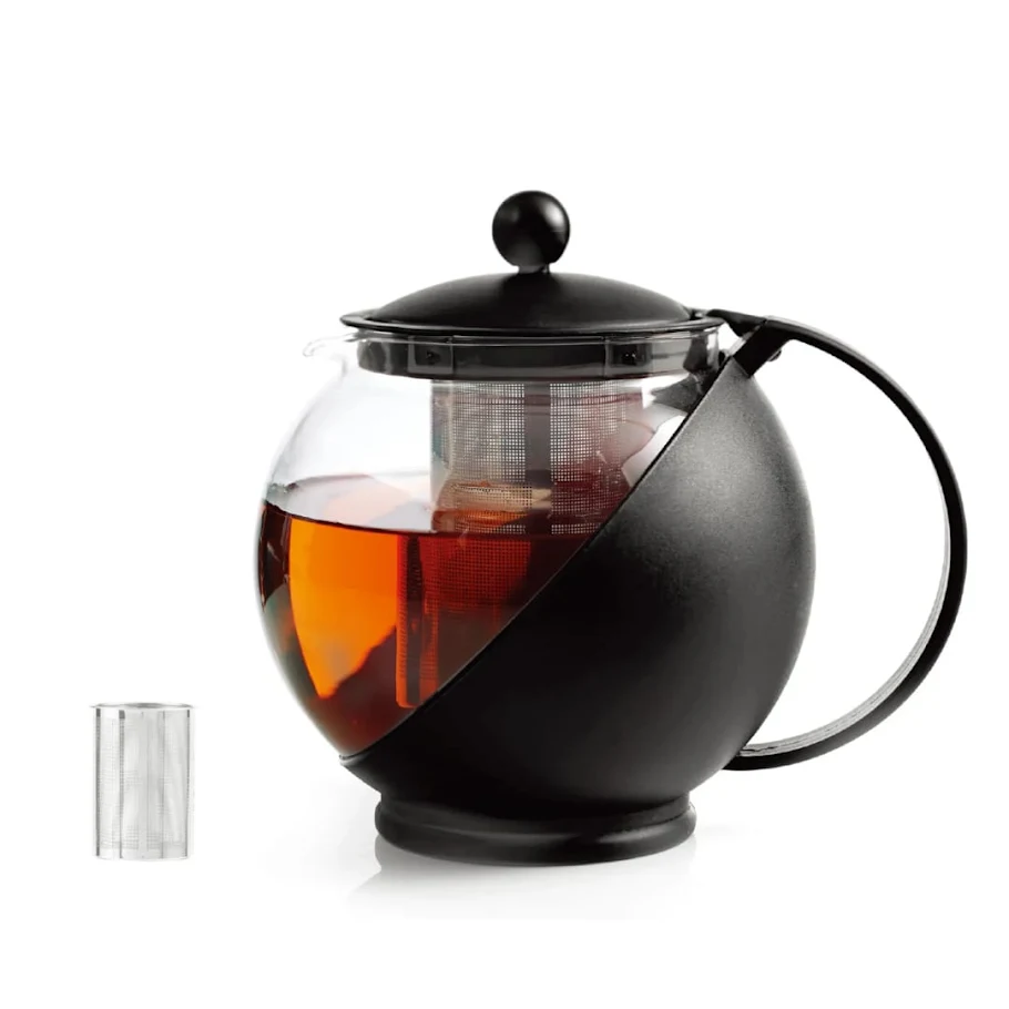 Glass teapot with stainless steel tea infuser