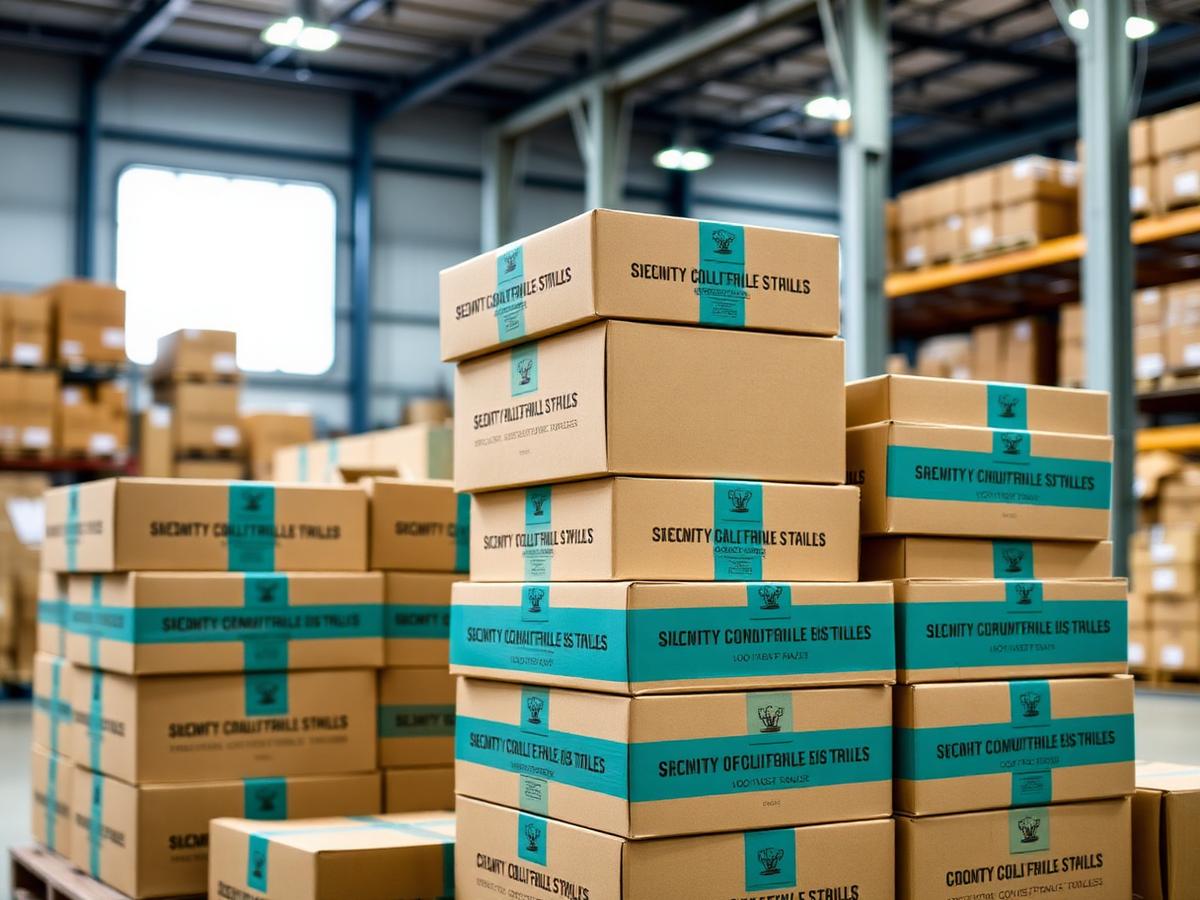Sourced and branded merchandise boxes ready for dispatch