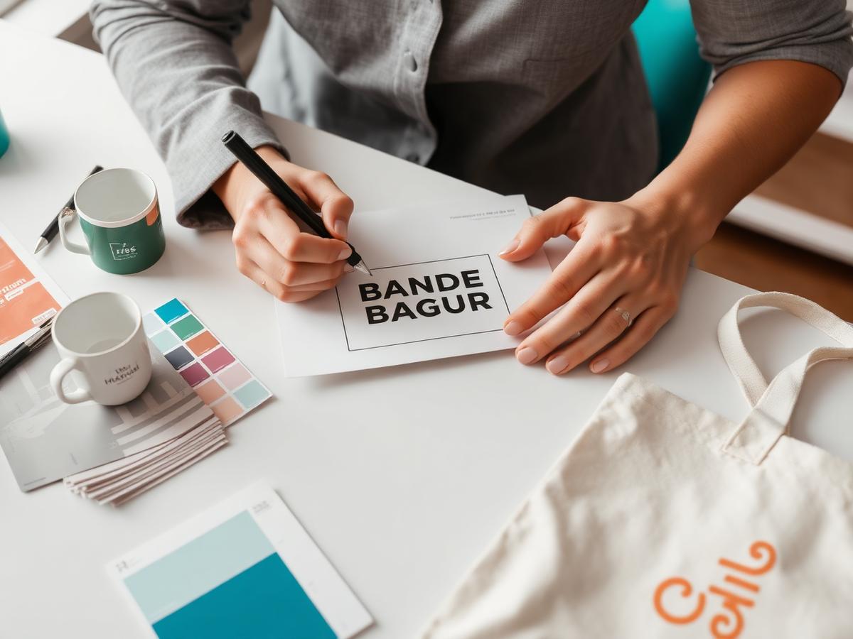 Designer sketching custom promotional product mockups
